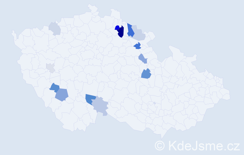 Příjmení: 'Mihalo', počet výskytů 24 v celé ČR