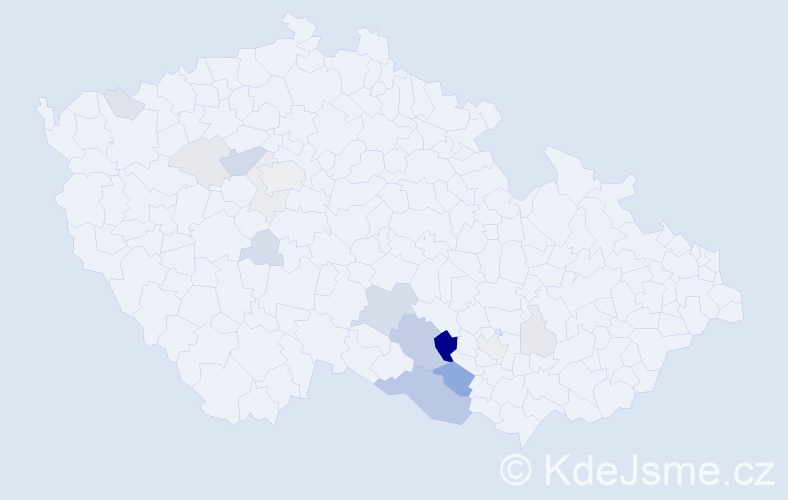 Příjmení: 'Kazatel', počet výskytů 49 v celé ČR