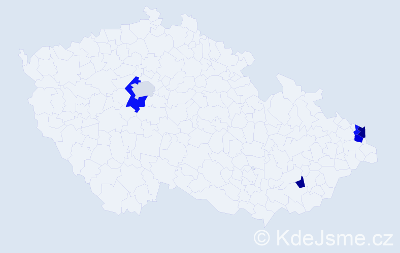 Příjmení: 'Bartulíková', počet výskytů 9 v celé ČR