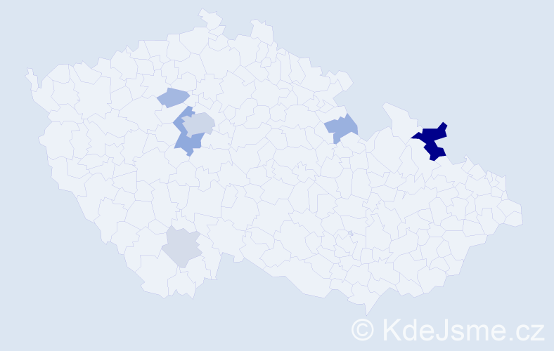 Příjmení: 'Hud', počet výskytů 21 v celé ČR