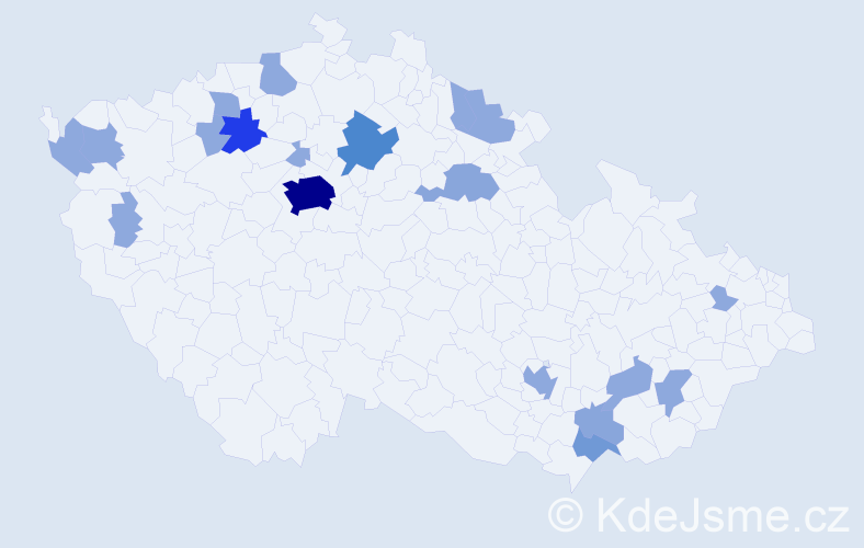 Příjmení: 'Kozánek', počet výskytů 39 v celé ČR