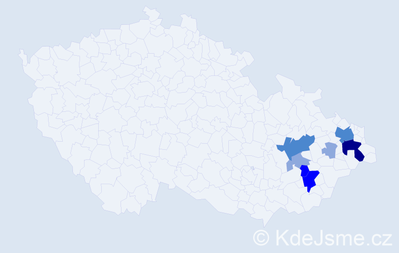 Příjmení: 'Drahotuská', počet výskytů 19 v celé ČR