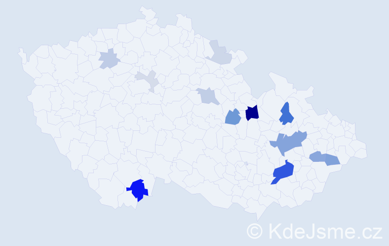 Příjmení: 'Božák', počet výskytů 36 v celé ČR