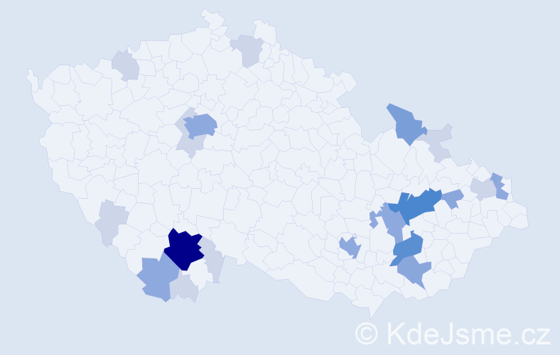 Příjmení: 'Stolička', počet výskytů 60 v celé ČR