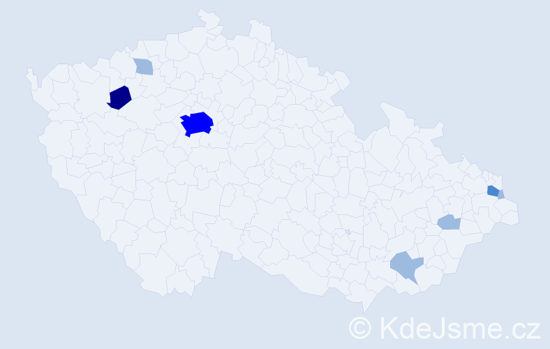 Příjmení: 'Salakvarda', počet výskytů 13 v celé ČR