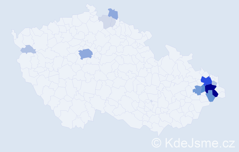 Příjmení: 'Nitra', počet výskytů 56 v celé ČR
