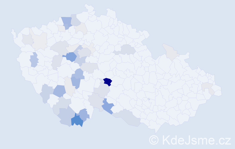 Příjmení: 'Krtek', počet výskytů 157 v celé ČR