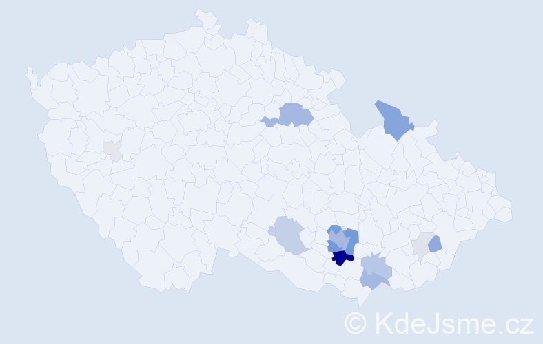 Příjmení: 'Langášek', počet výskytů 46 v celé ČR