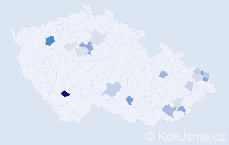 Příjmení: 'Piačková', počet výskytů 43 v celé ČR