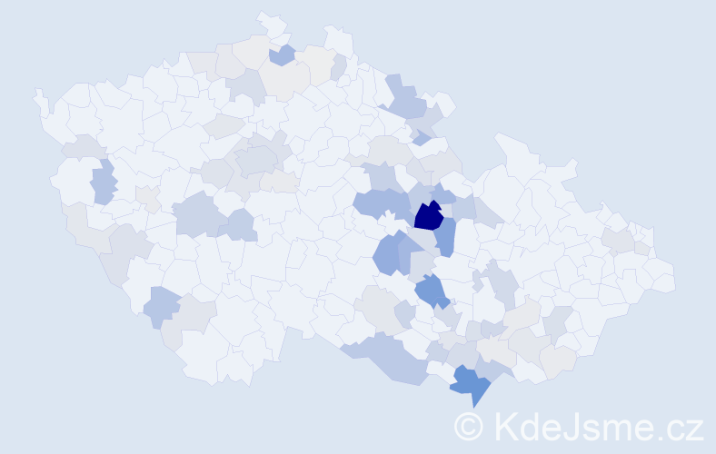 Příjmení: 'Pulkrábková', počet výskytů 263 v celé ČR