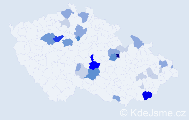 Příjmení: 'Hondlová', počet výskytů 93 v celé ČR