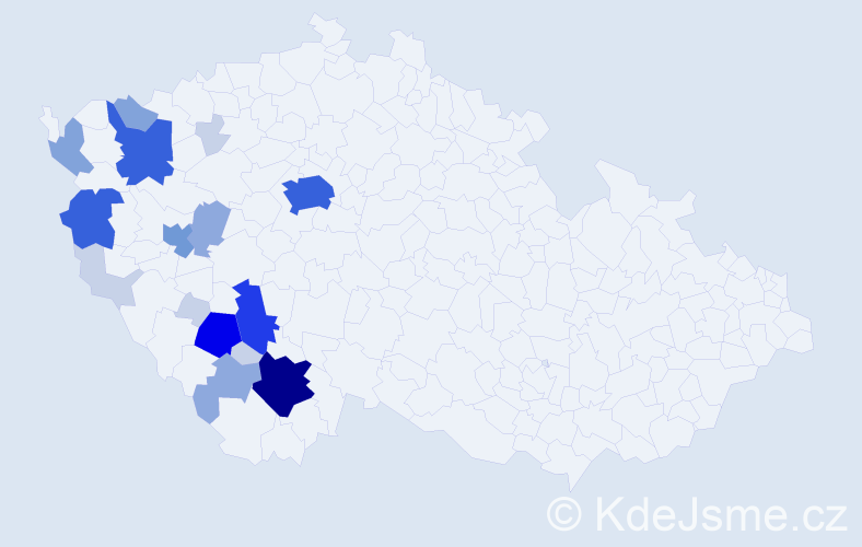 Příjmení: 'Lafatová', počet výskytů 69 v celé ČR