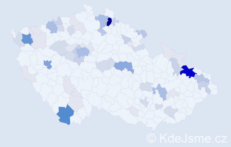 Příjmení: 'Čarný', počet výskytů 204 v celé ČR