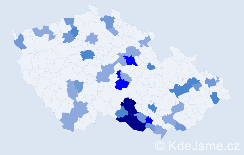 Příjmení: 'Zelenák', počet výskytů 85 v celé ČR