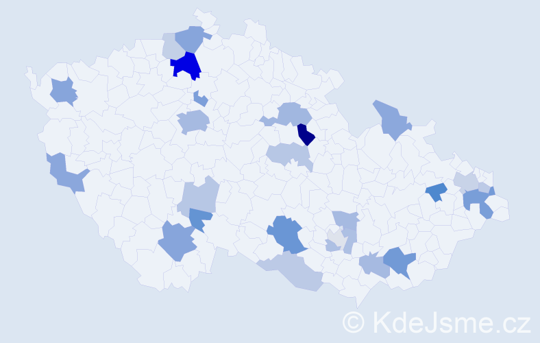 Příjmení: 'Andrášová', počet výskytů 55 v celé ČR
