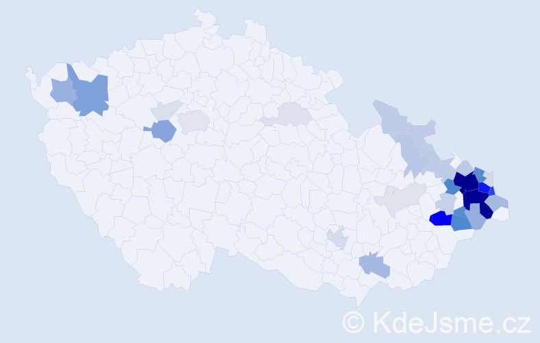 Příjmení: 'Folvarčná', počet výskytů 145 v celé ČR