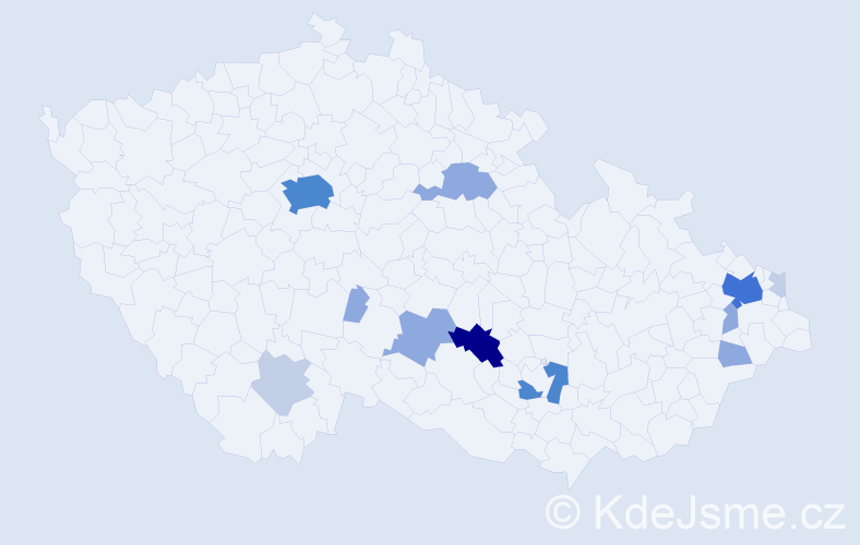 Příjmení: 'Kadela', počet výskytů 39 v celé ČR