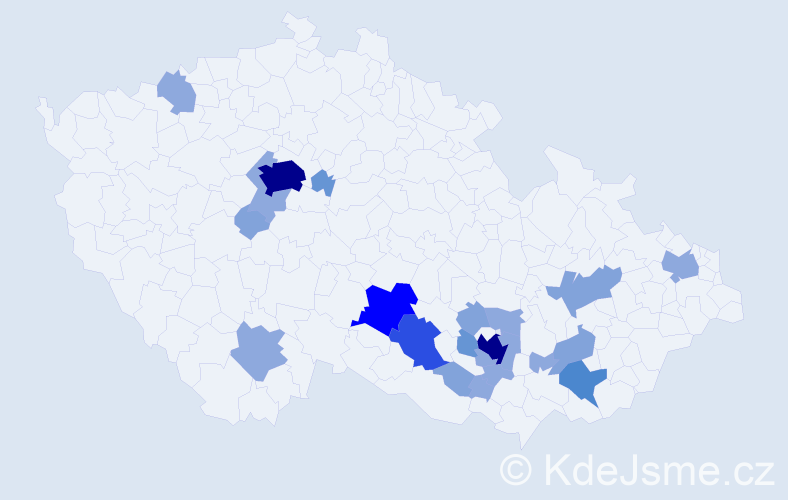 Příjmení: 'Kozlíček', počet výskytů 56 v celé ČR