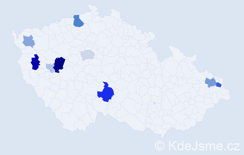 Příjmení: 'Pacl', počet výskytů 21 v celé ČR