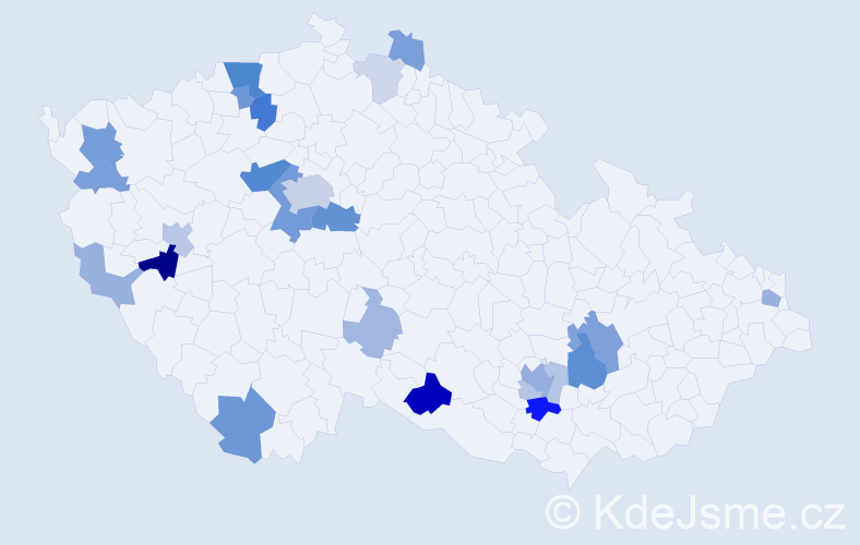 Příjmení: 'Kalla', počet výskytů 66 v celé ČR