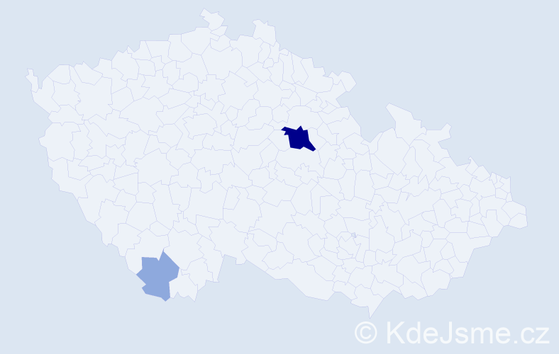 Příjmení: 'Tamas', počet výskytů 6 v celé ČR