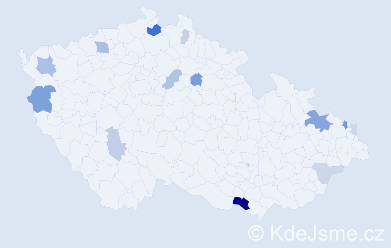 Příjmení: 'Ország', počet výskytů 25 v celé ČR
