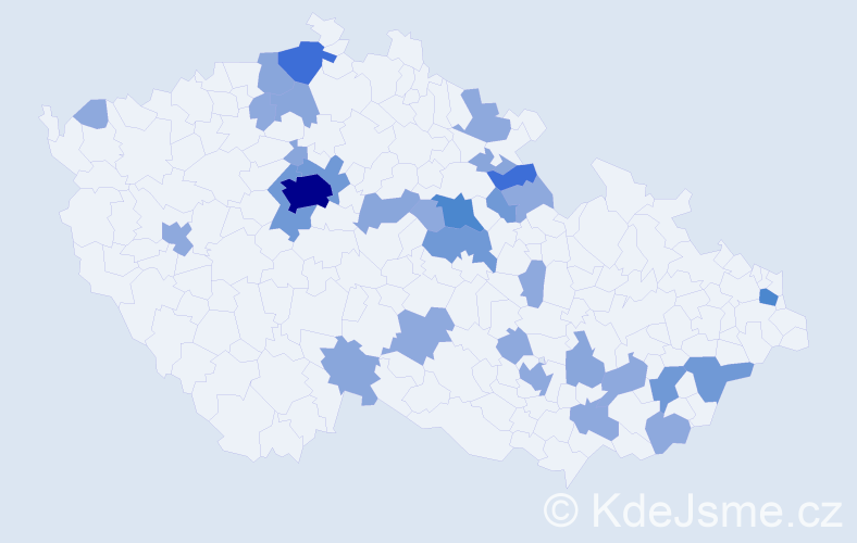 Příjmení: 'Monček', počet výskytů 74 v celé ČR