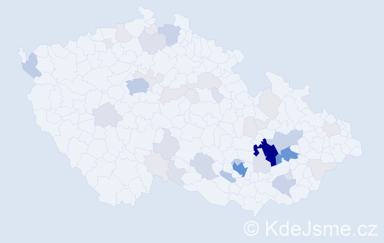 Příjmení: 'Kyselák', počet výskytů 152 v celé ČR