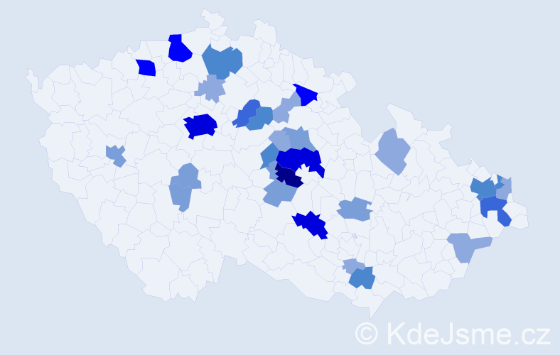 Příjmení: 'Klepač', počet výskytů 87 v celé ČR