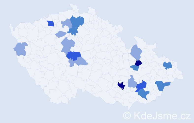Příjmení: 'Bačinská', počet výskytů 40 v celé ČR