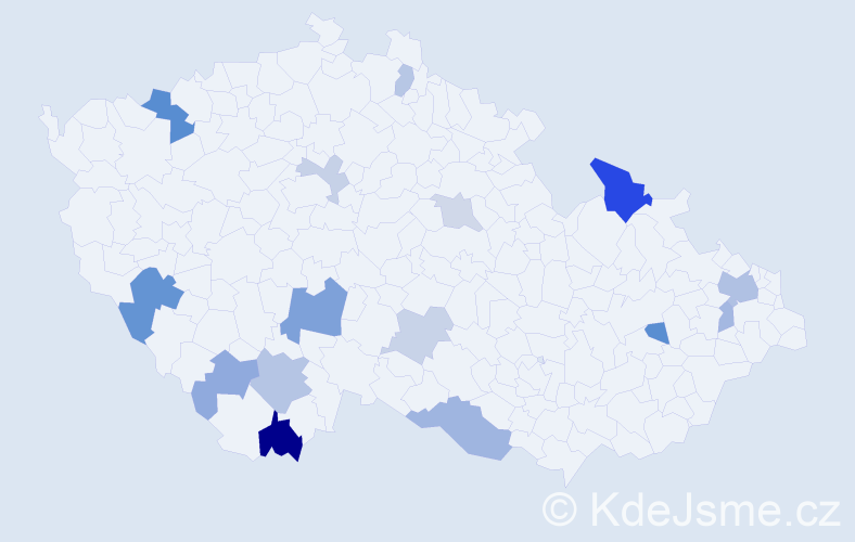 Příjmení: 'Kozak', počet výskytů 31 v celé ČR