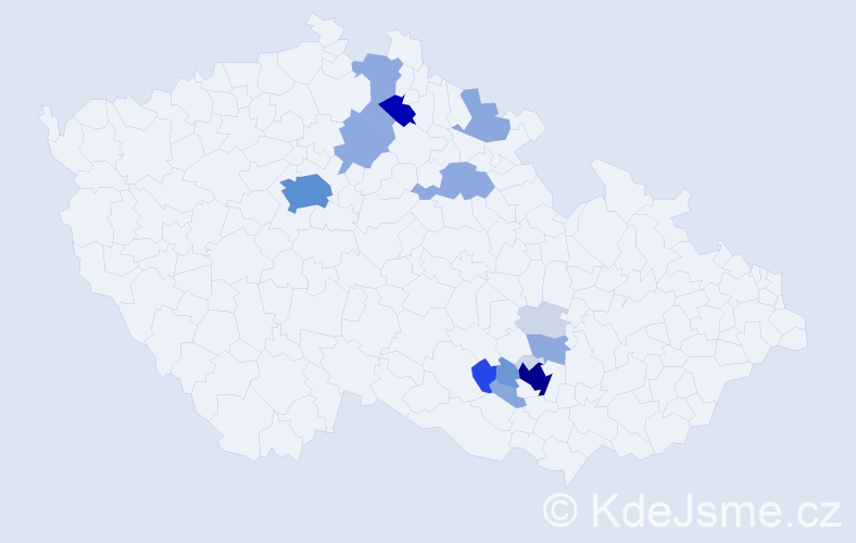 Příjmení: 'Mohelský', počet výskytů 65 v celé ČR