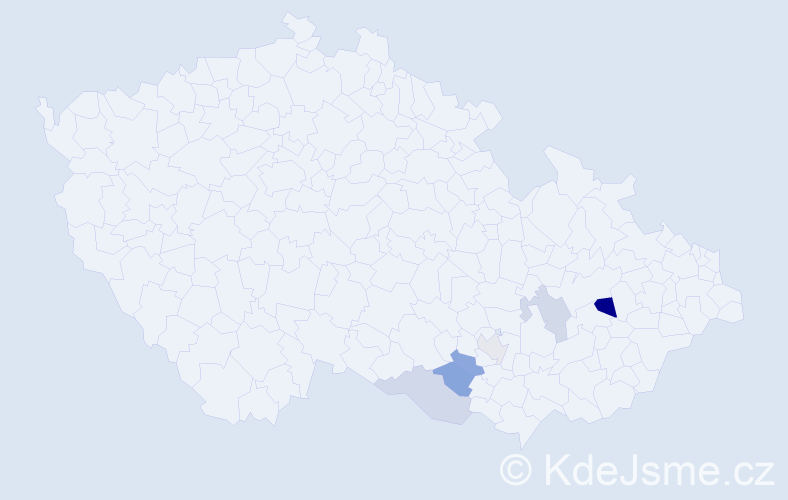 Příjmení: 'Kolodinová', počet výskytů 8 v celé ČR