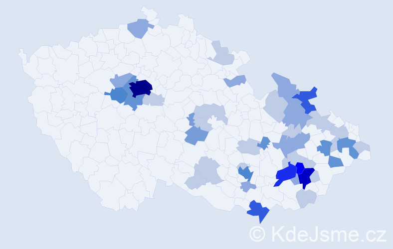Příjmení: 'Páleníčková', počet výskytů 115 v celé ČR