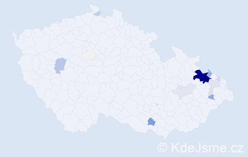 Příjmení: 'Kožaný', počet výskytů 64 v celé ČR