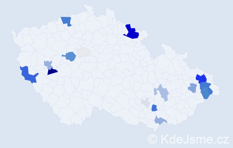 Příjmení: 'Kopera', počet výskytů 39 v celé ČR