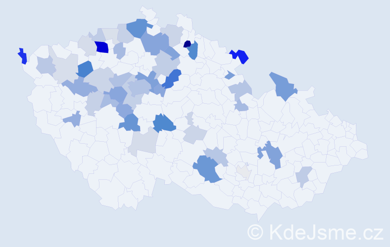 Příjmení: 'Jetel', počet výskytů 128 v celé ČR