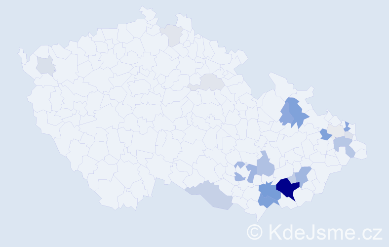 Příjmení: 'Lukeštíková', počet výskytů 63 v celé ČR