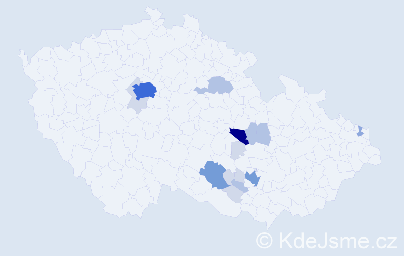 Příjmení: 'Pruška', počet výskytů 51 v celé ČR