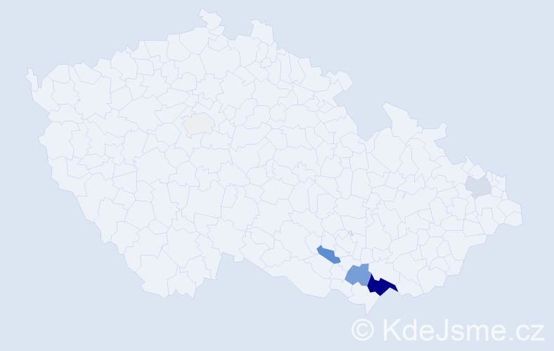Příjmení: 'Gulišová', počet výskytů 19 v celé ČR