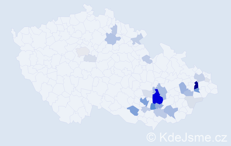 Příjmení: 'Kypr', počet výskytů 94 v celé ČR