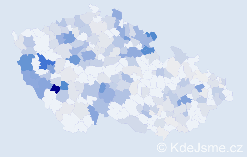 Příjmení: 'Roubal', počet výskytů 886 v celé ČR