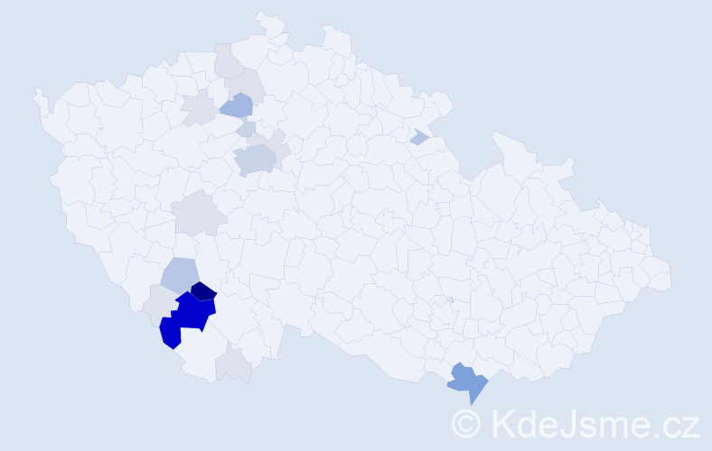 Příjmení: 'Cinádrová', počet výskytů 77 v celé ČR