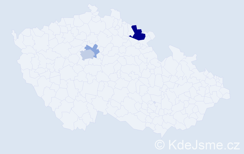 Příjmení: 'Kádrlová', počet výskytů 9 v celé ČR