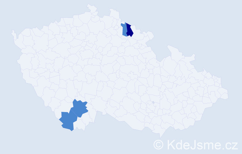 Příjmení: 'Potclanová', počet výskytů 6 v celé ČR