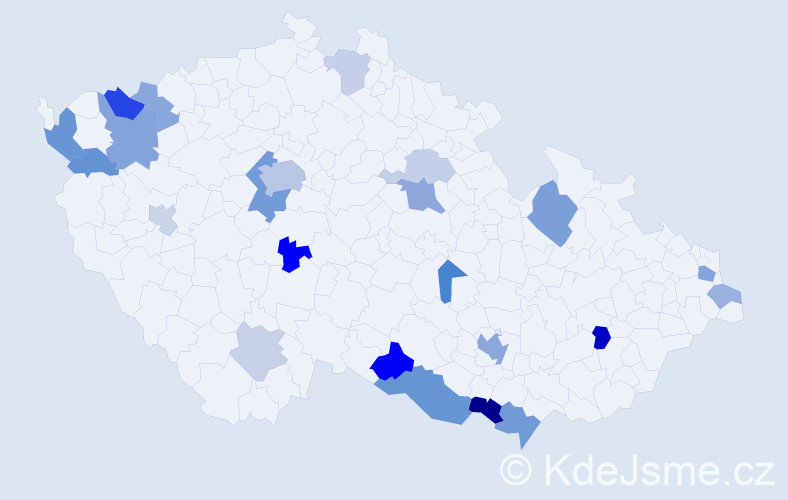 Příjmení: 'Jelinek', počet výskytů 48 v celé ČR