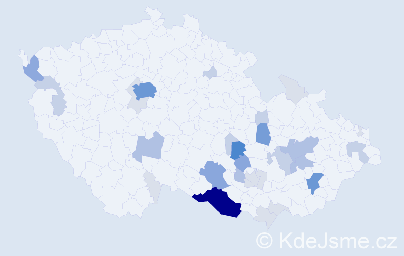 Příjmení: 'Fafílková', počet výskytů 105 v celé ČR
