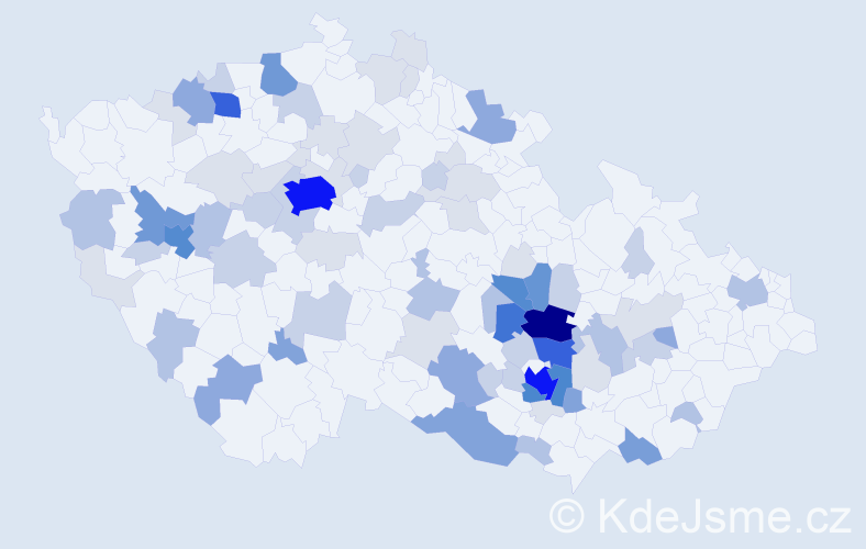 Příjmení: 'Kuda', počet výskytů 284 v celé ČR