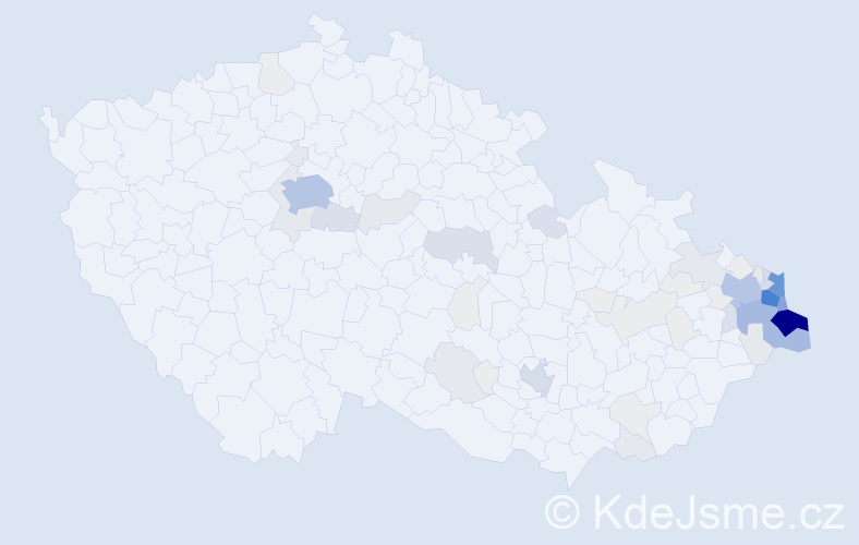 Příjmení: 'Mrózek', počet výskytů 296 v celé ČR