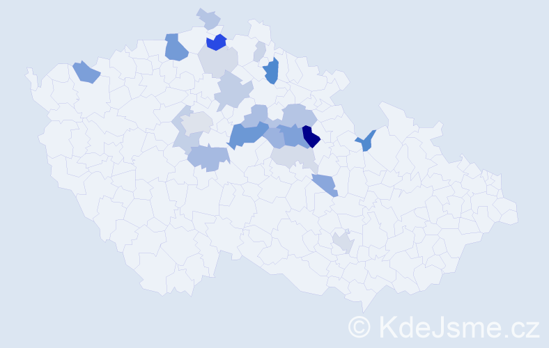 Příjmení: 'Tahal', počet výskytů 58 v celé ČR